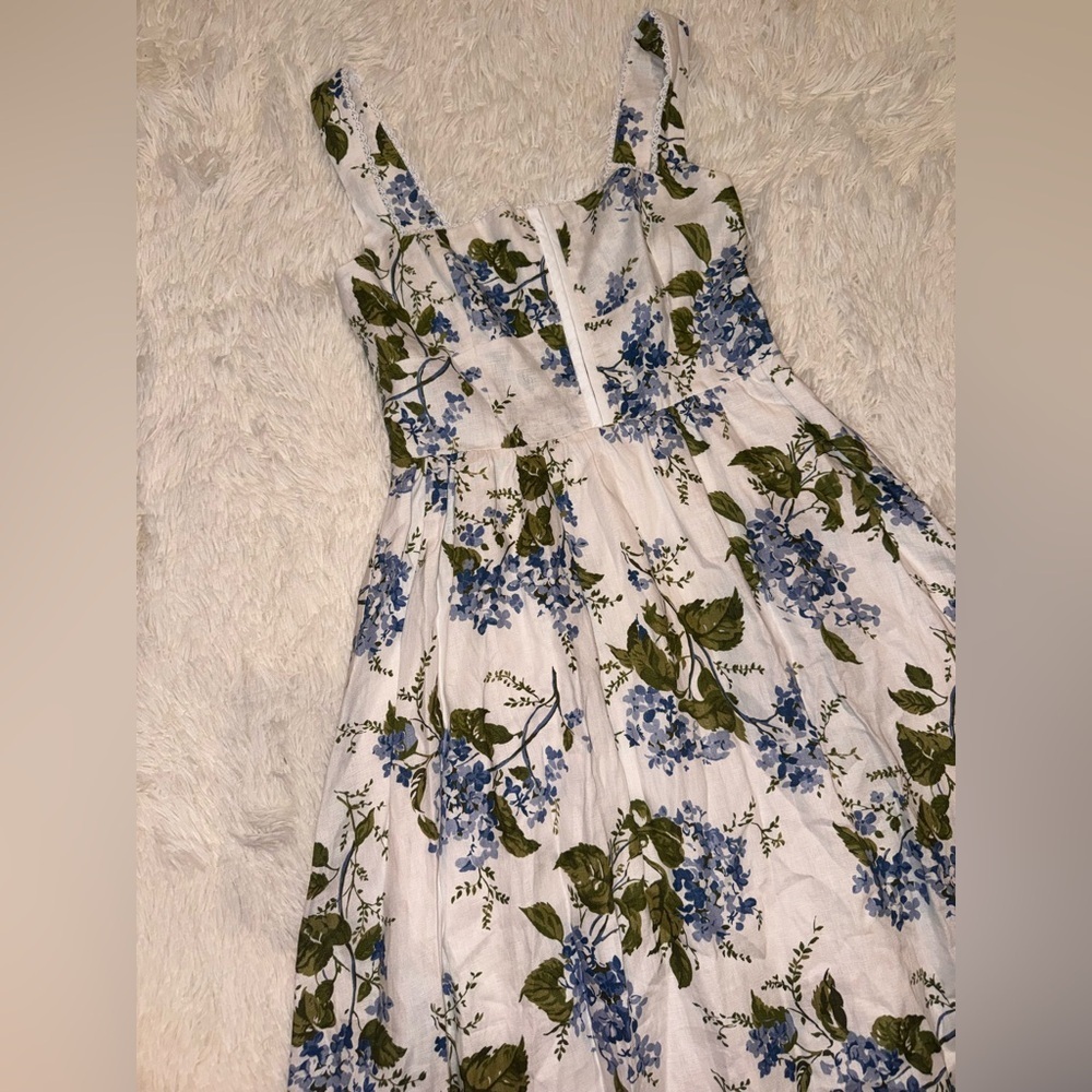NEW Reformation Tagliatelle Riviera Linen Floral sleeveless Midi Dress SZ 10 - Picture 6 of 9
